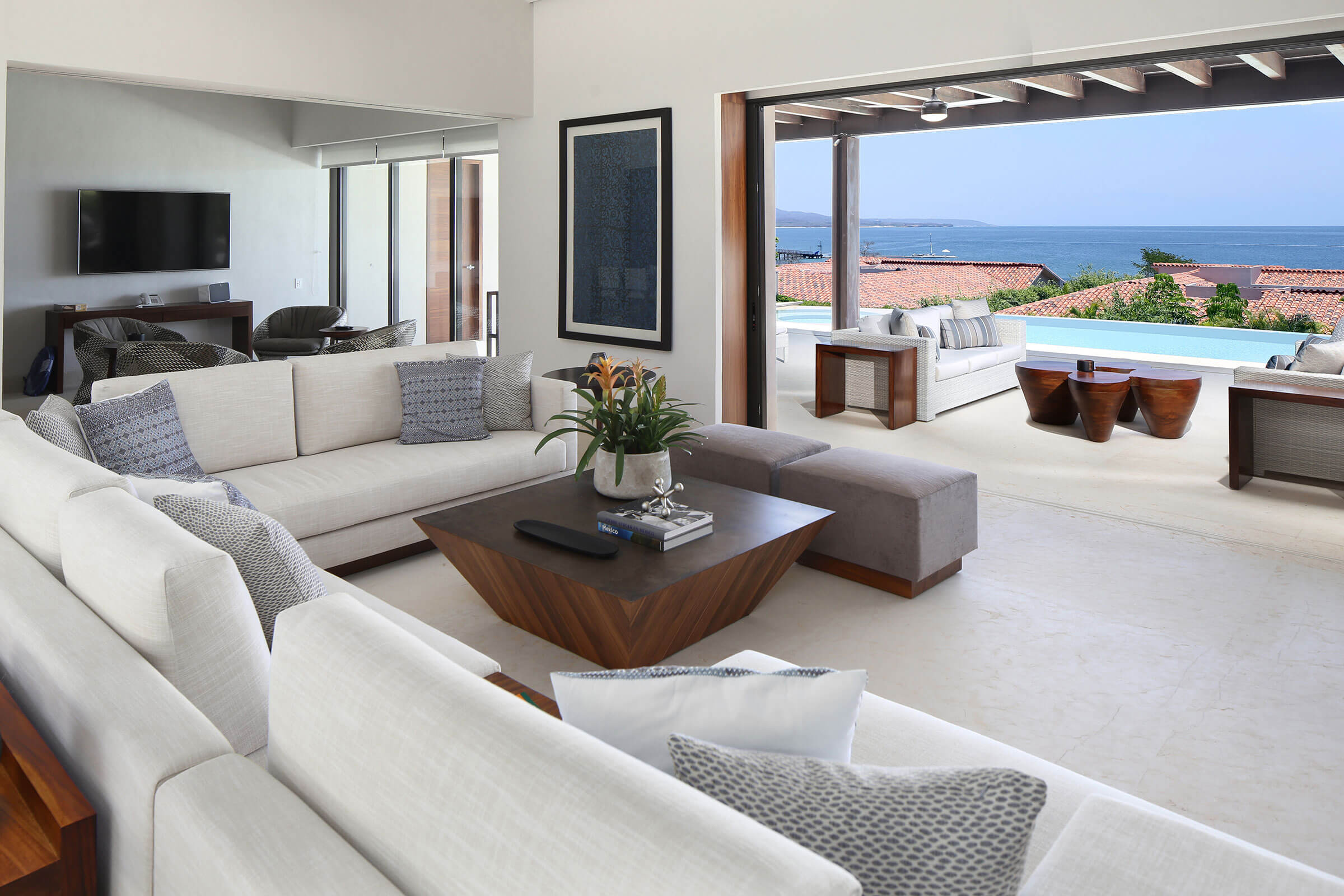 Casa Rincon del Mar – 4-Bedroom Ocean-View Villa in Porta Fortuna, Punta Mita — dining and entertaining area — luxury villa in Punta Mita